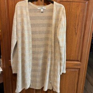 By Design Women's long open beige Rustic knit top Size M